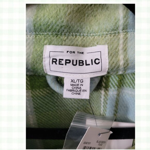 FOR THE REPUBLIC Classic Short Jacket in Blue Green Plaid Women's Size XL/TG - Picture 11 of 16